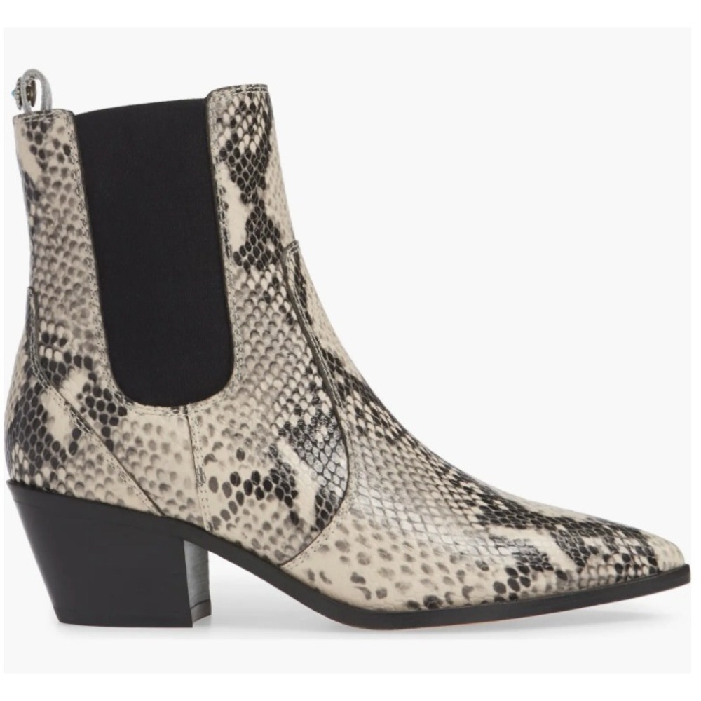 PAIGE Willa Chelsea Bootie - snakeskin embossed cow leather SZ: 9.5